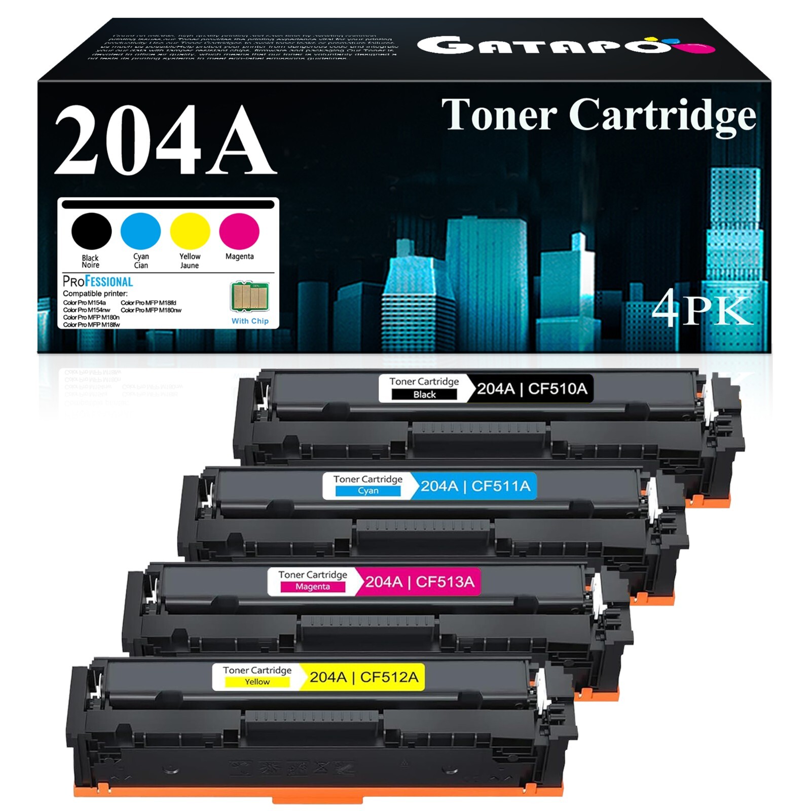 4 Pack 204A Toner for HP M180nw M181fw M154a CF510A CF511A CF513A CF512A