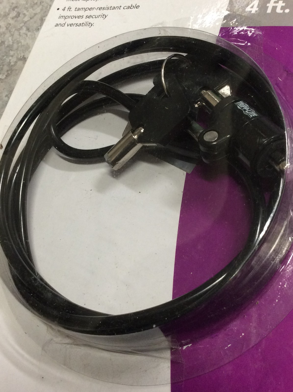 Tripp Lite Keyed Laptop Security Lock w/ 4ft. Cable SEC4K