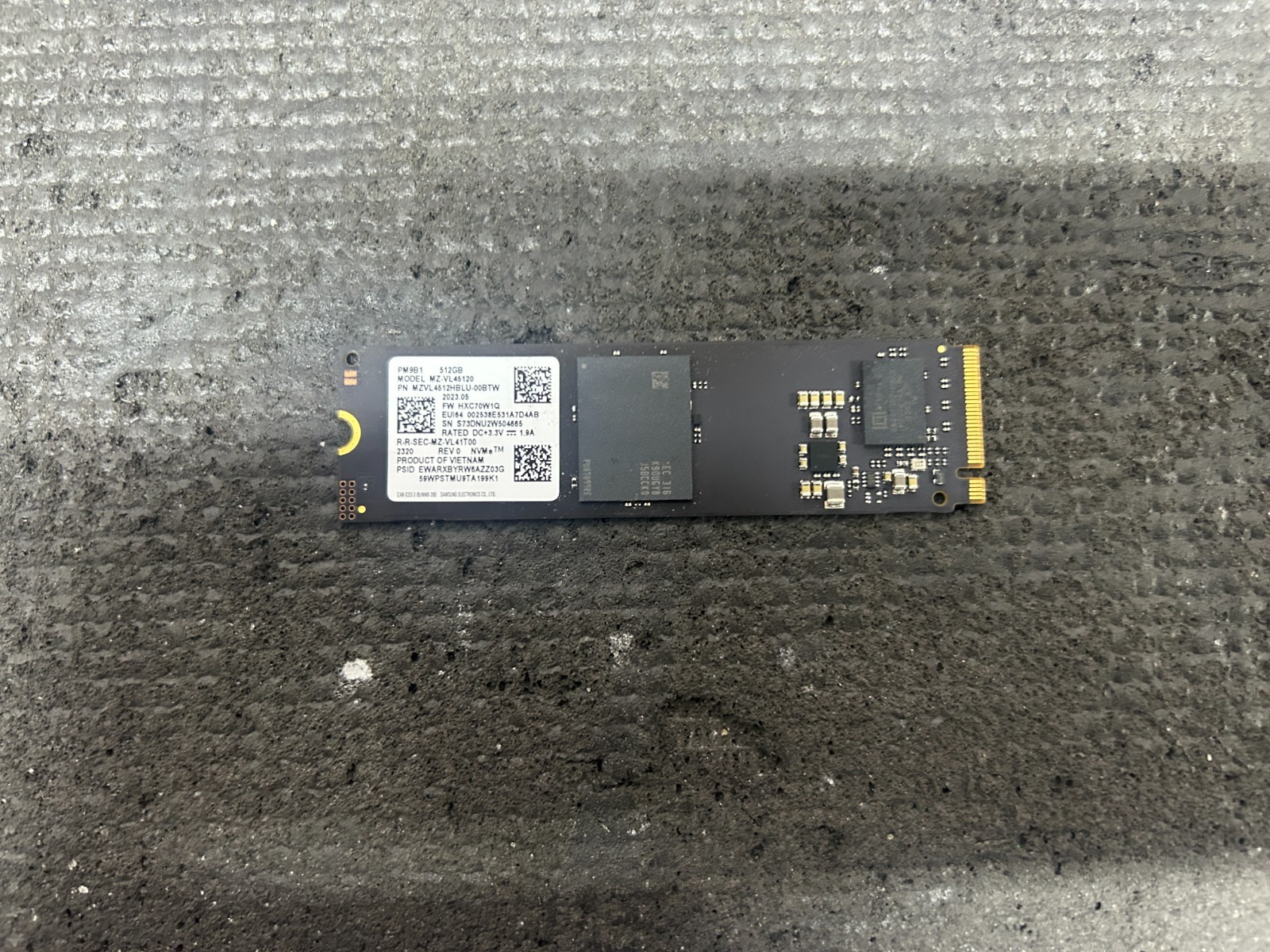 Samsung 512GB SSD M.2 PM9B1 NVMe Gen 4x4 80mm MZ-VL45120 N16684-001 100% Health