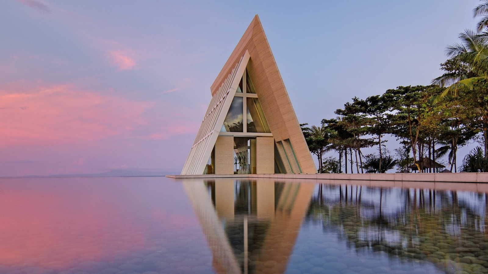 Landscape sunset sea water building architecture modern Custom Gaming Mat Desk
