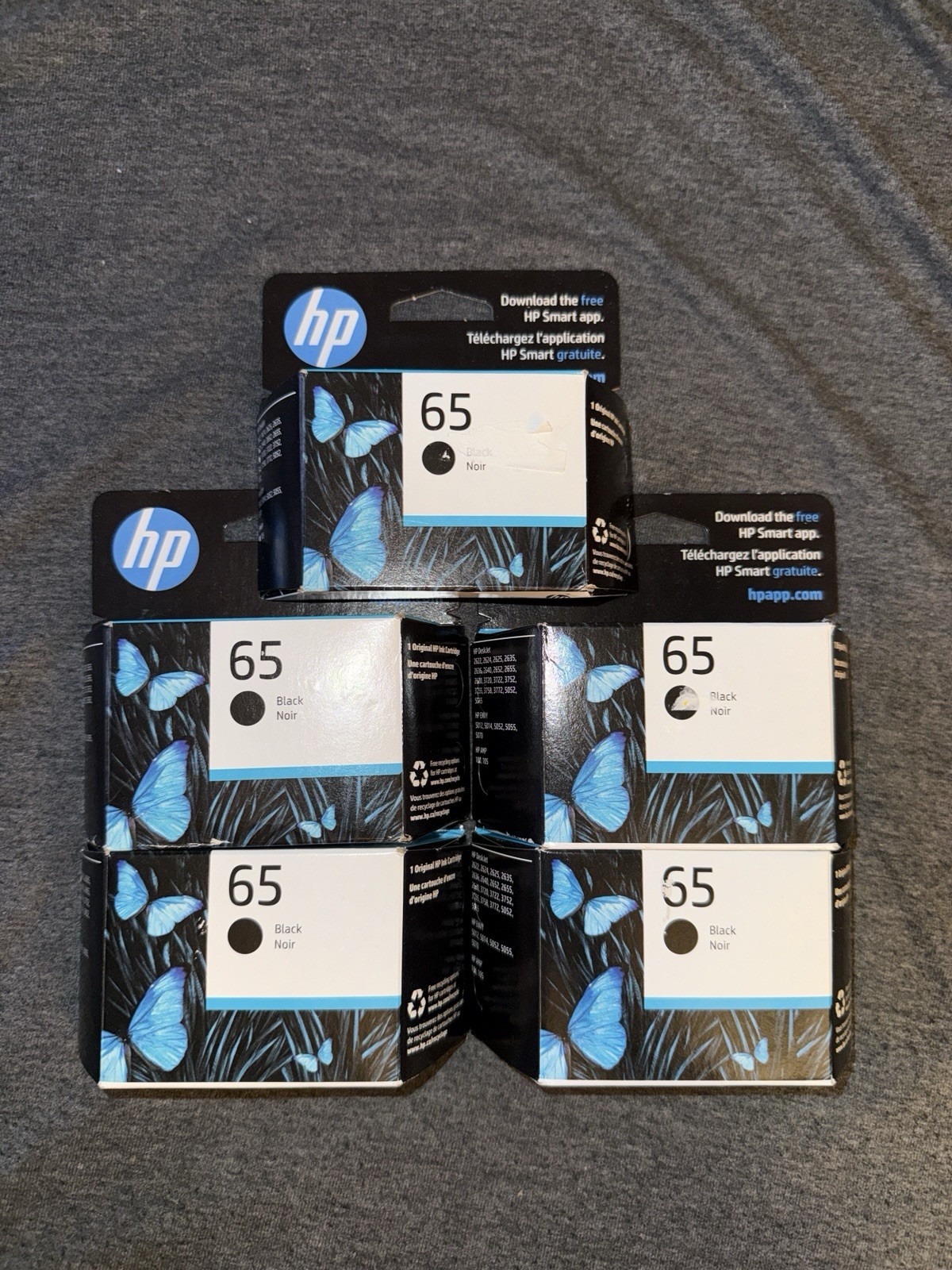 Lot Of 5 Genuine HP 65 Black Toner Cartridges BRAND NEW 
