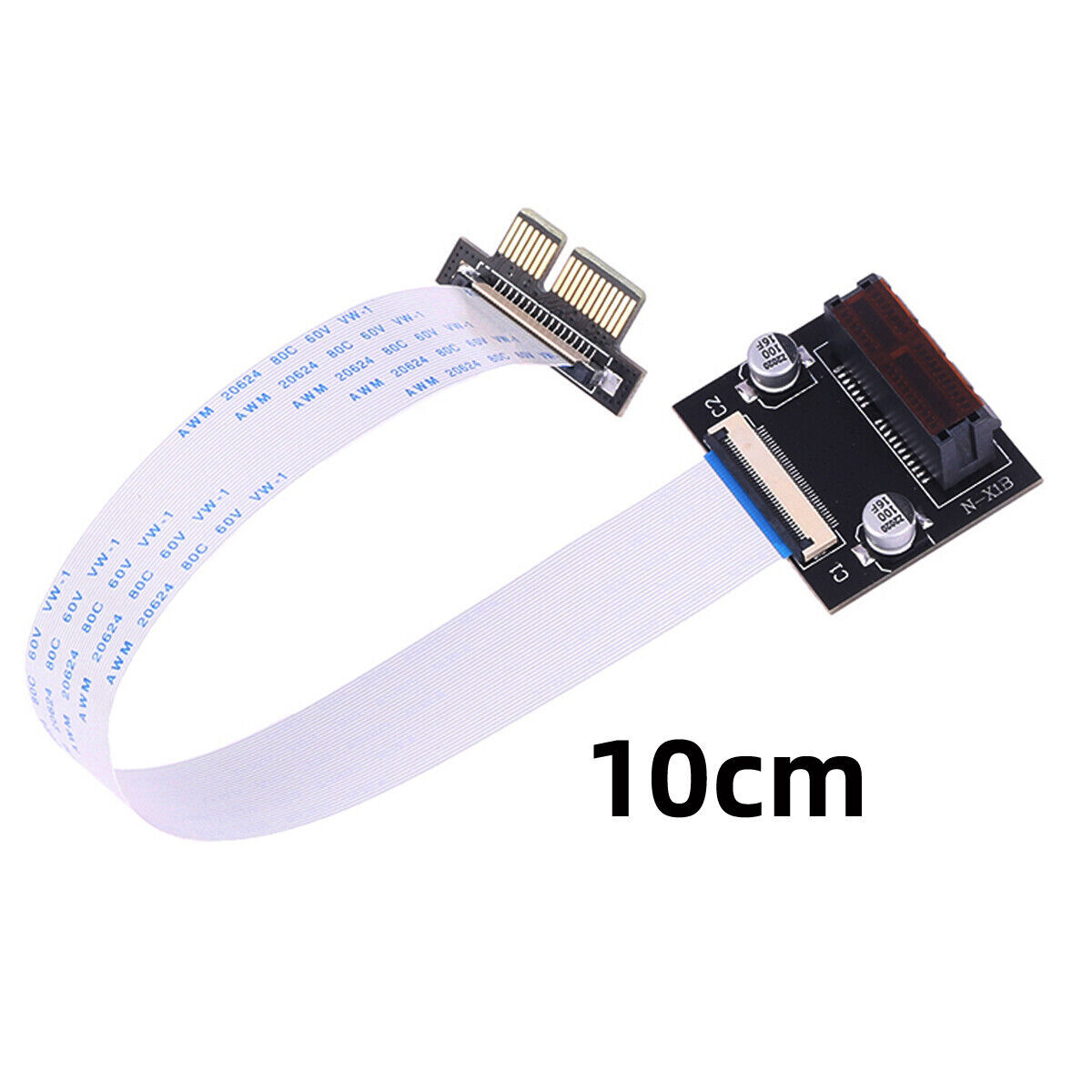 Cablecc PCI-E Express 1X Slot Riser Card Extender Extension Ribbon Flex Relocate