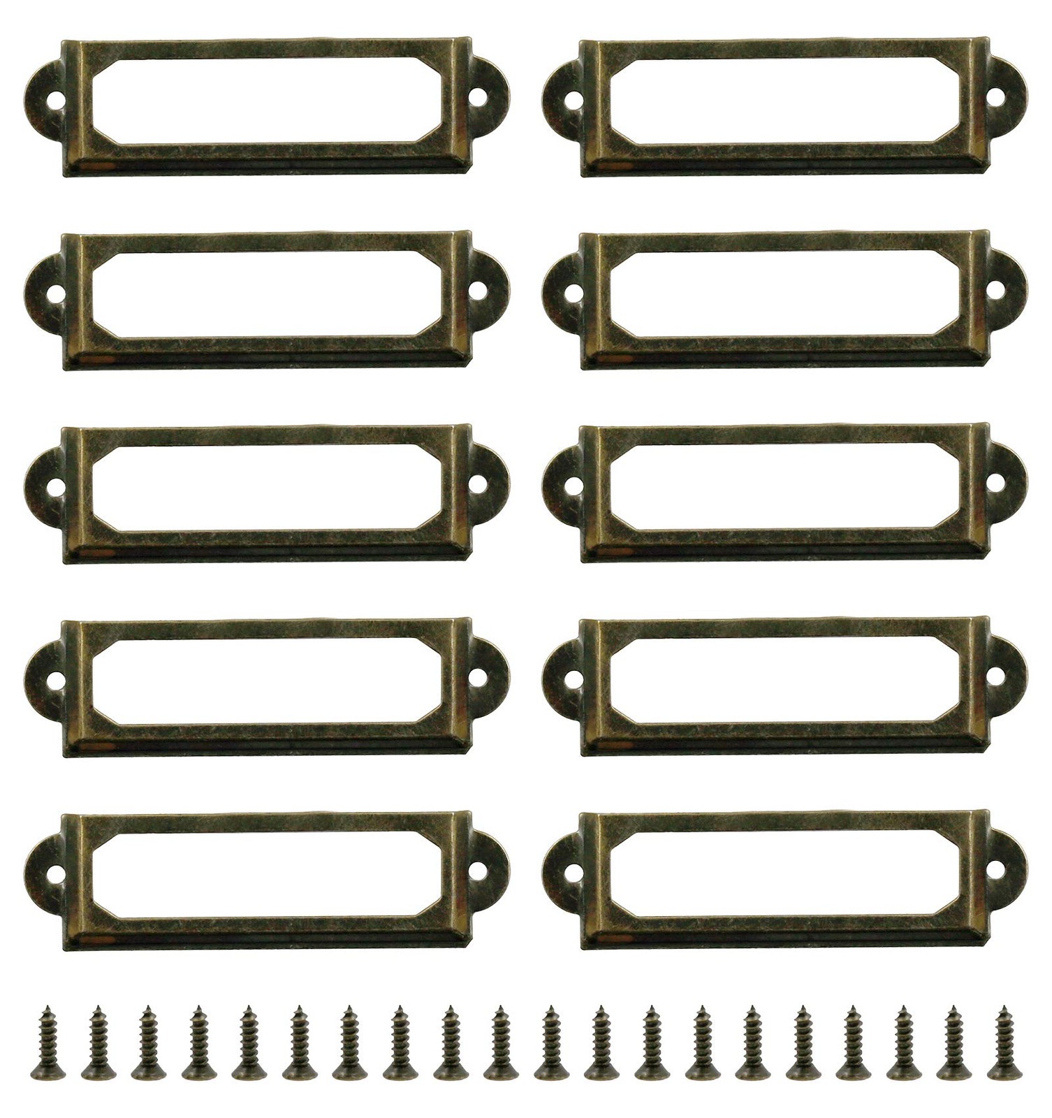 Kyuionty 50 Pcs Antique Label Holder Name Card Frame 2" x 0.67" Bronze
