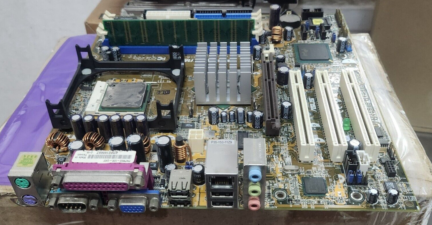 ASUS P4P800-VM Socket 478 ATX Motherboard w/ SL6WJ 2.8Ghz CPU, 256MB RAM, No I/O