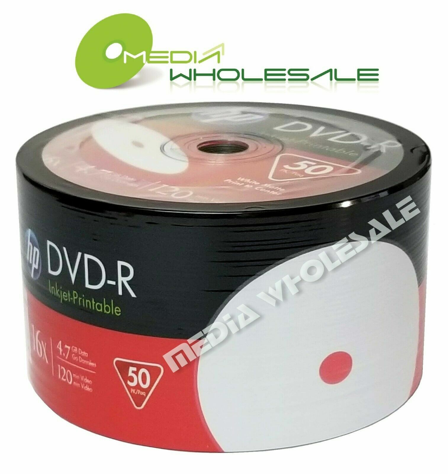 500 HP Blank 16X DVD-R DVDR White Inkjet Printable 4.7GB Recordable Disc 10x50pk