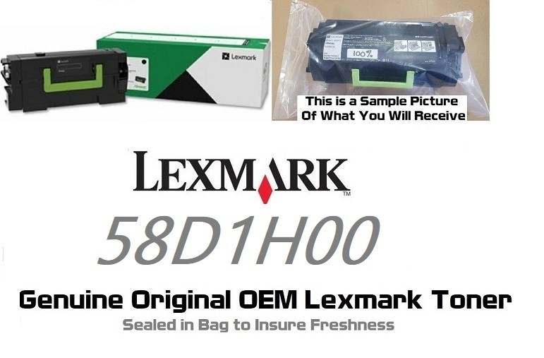Mostly New Genuine Lexmark 58D1H00 Toner Cartridge -85% Toner Remaining - TESTED