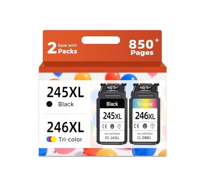 PG-245XL CL-246XL Ink Cartridge for Canon 245XL 246XL 2 Pack Black & Color