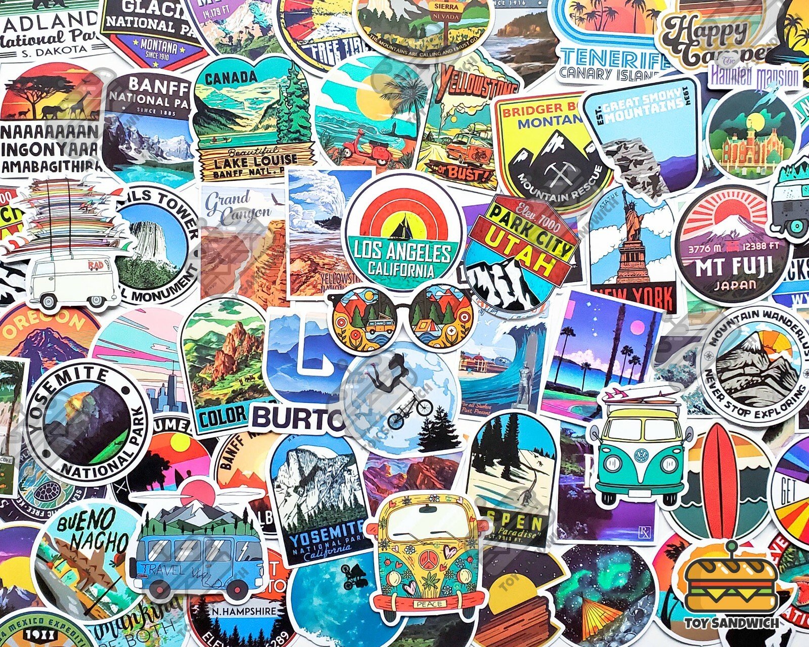 100 pcs "Outdoor Vacation" Sticker Pack Canada Good Vibes Camping Travel Decal