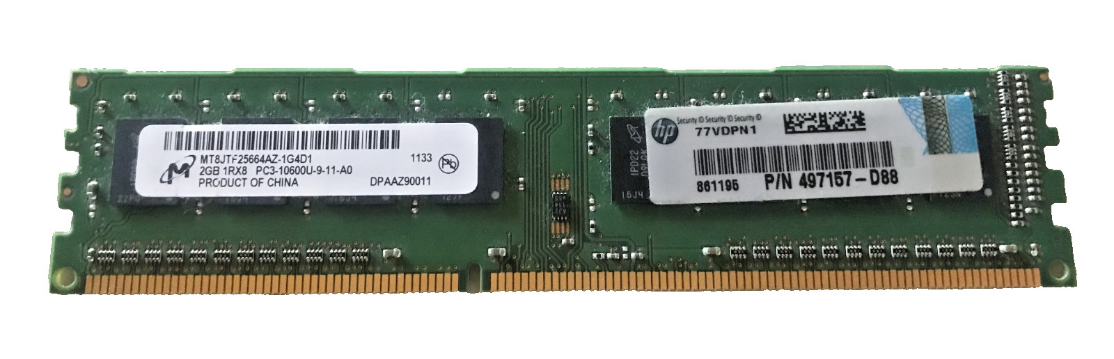 Micron 2GB DDR3 1Rx8 PC3-10600U Desktop RAM Memory (MT8JTF25664AZ-1G4D1)