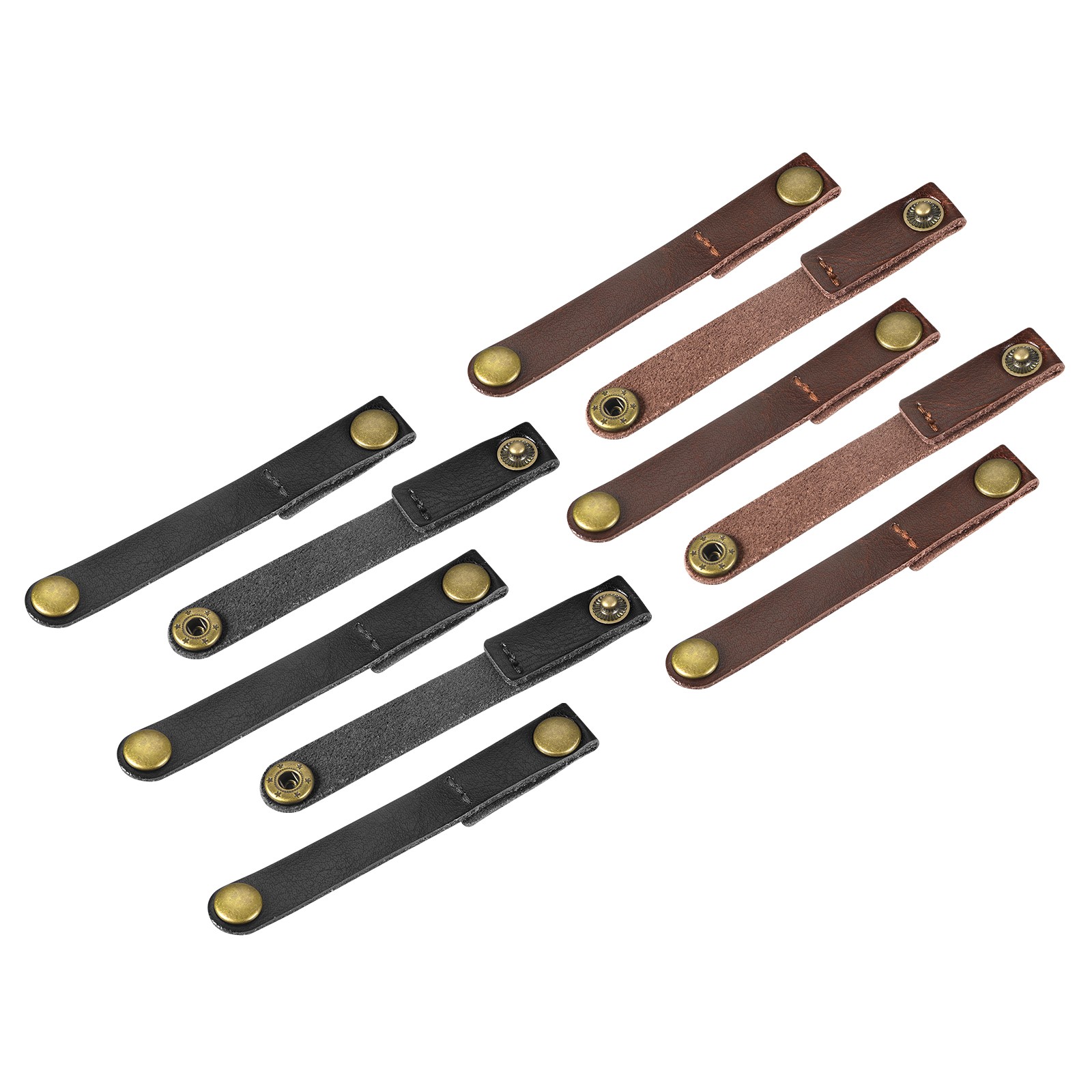 10 Pcs Leather Cable Straps Cable Ties Wine Black/Brown
