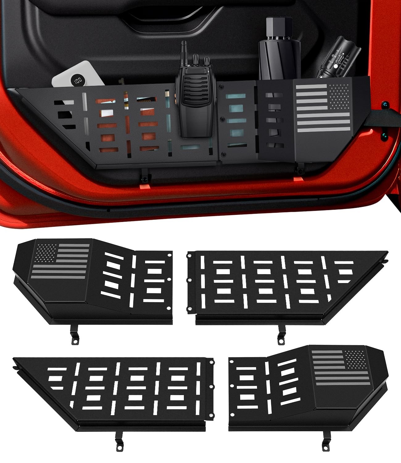 Front Door Storage Box for Jeep Wrangler JL JLU 4XE & Gladiator JT, 2PCS Black
