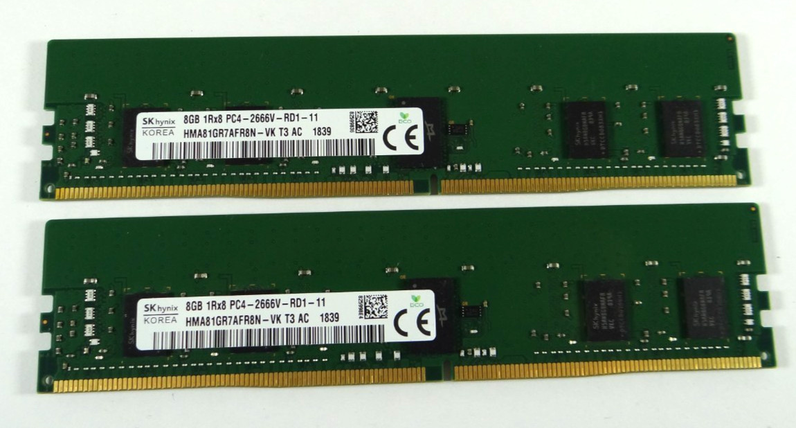 Lot 2x 8GB (16GB) SK Hynix HMA81GR7AFR8N-VK PC4-21300V RDIMM Server Memory