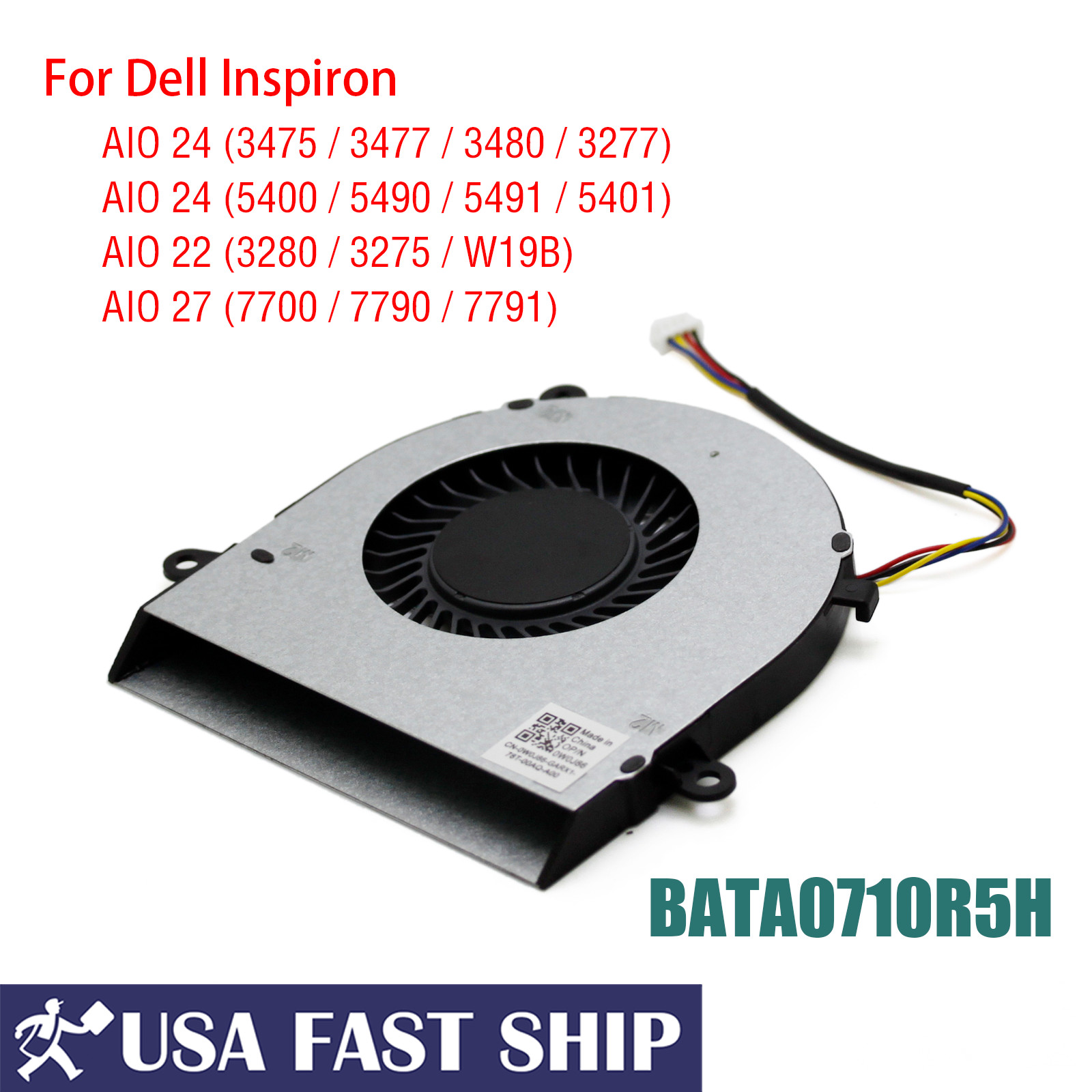 CPU Cooling Fan For Dell Inspiron AIO 24 5400 5490 Dell Inspiron AIO 22 3277 27