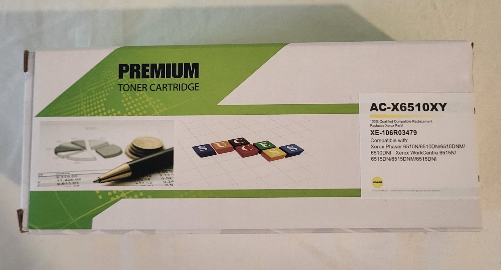 Premium Toner Cartridge AC-X6510XY Replacement for Xerox XE-106R03479 Yellow NIB