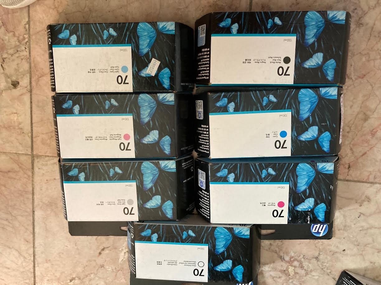 New  Set 7 HP 70 C9448A C9452A C9453A C9451A C9455A C9390A  Ink Cartridges