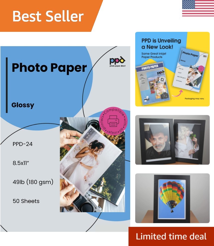 High-Quality 50 Sheet Pack of 8.5x11" Glossy Photo Paper for Inkjet Printers