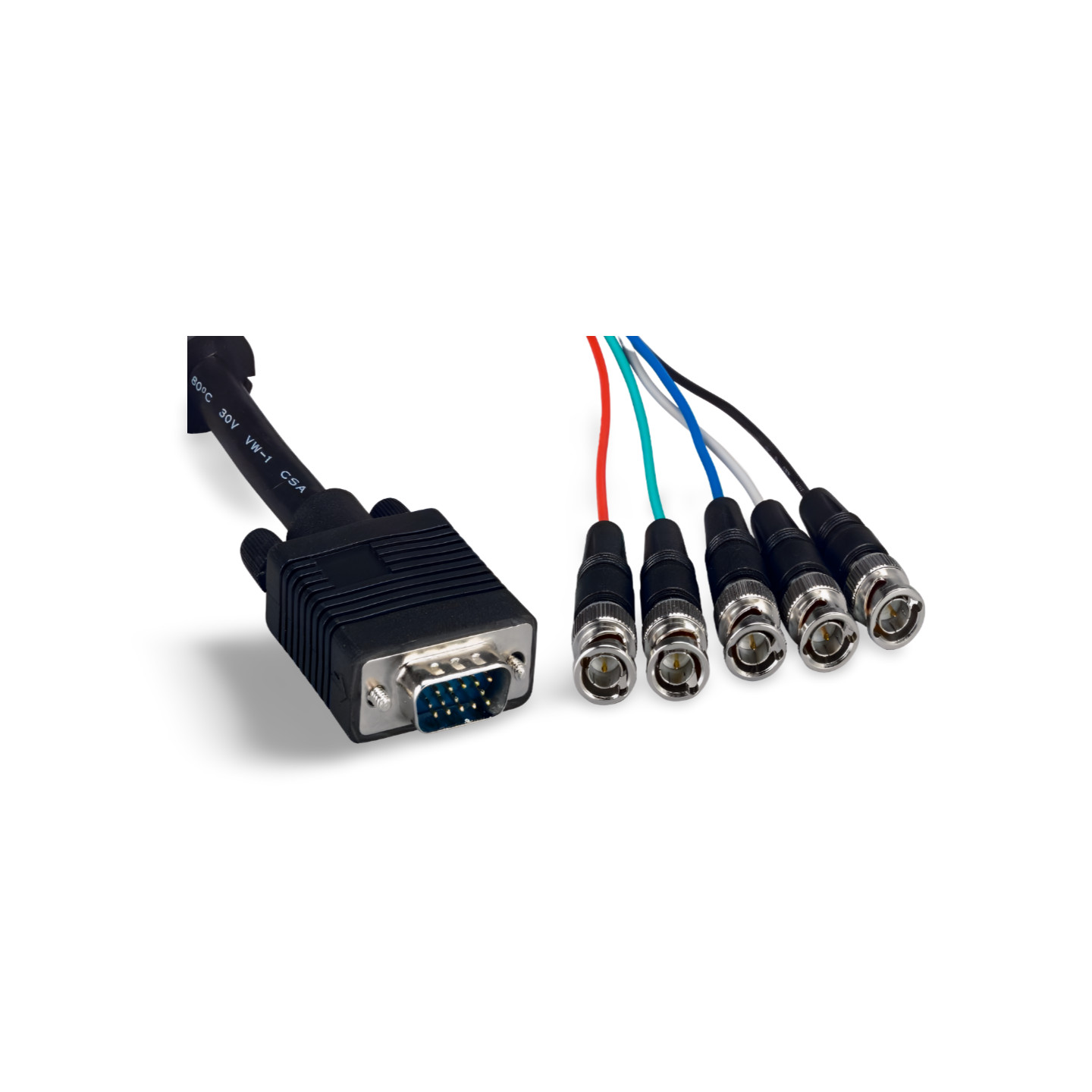6ft 5 BNC Male to SUPER VGA HD15 Male Cable - Black