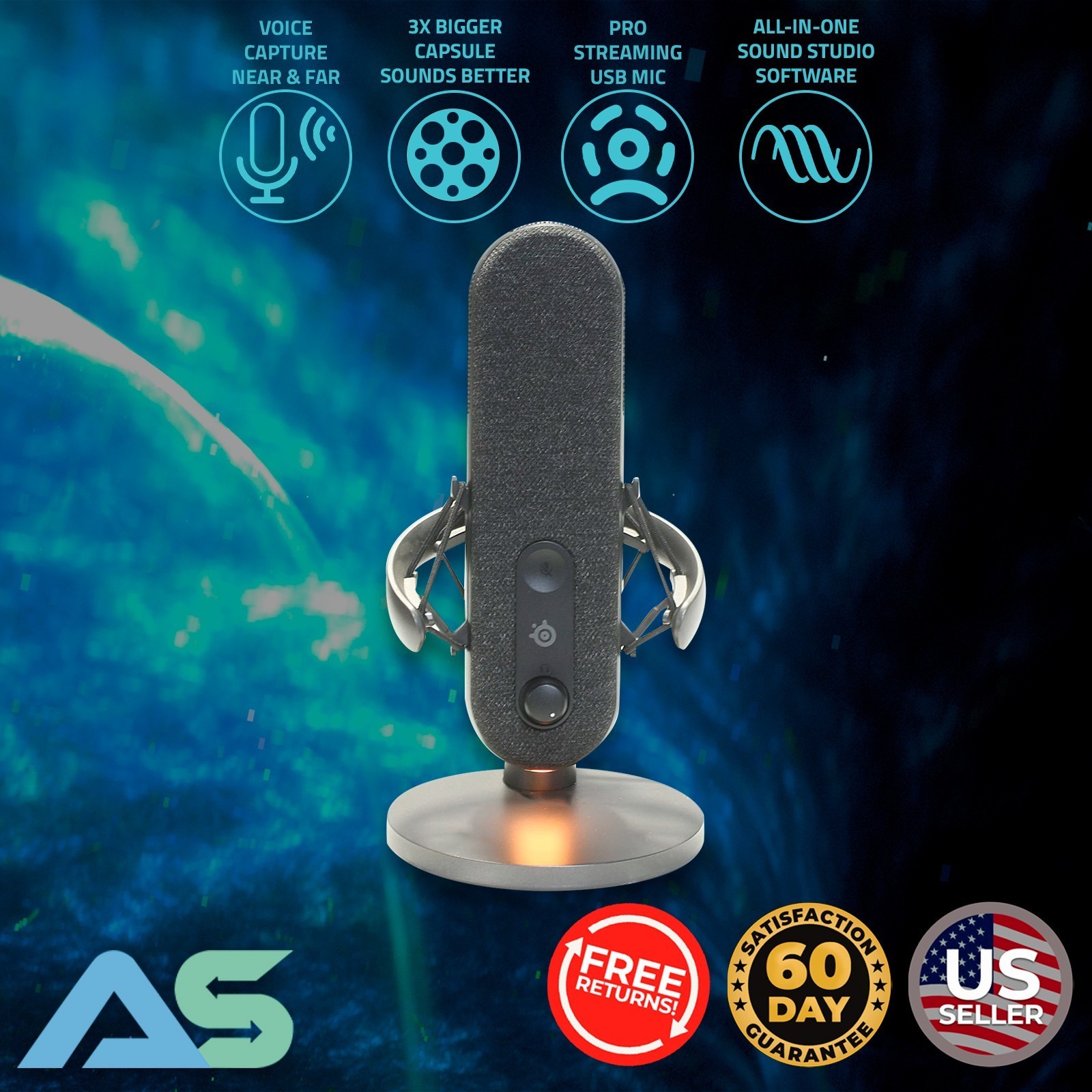 SteelSeries Alias USB-C Condenser Microphone for PC with Shock Mount | M103