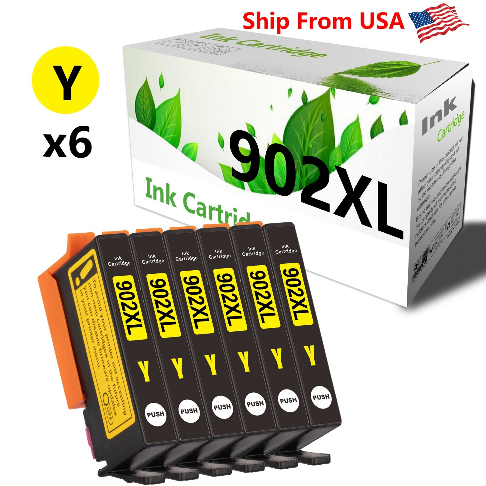 6PK HP 902 YELLOW Ink Cartridge Office Jet Pro 6954 Pro 6962