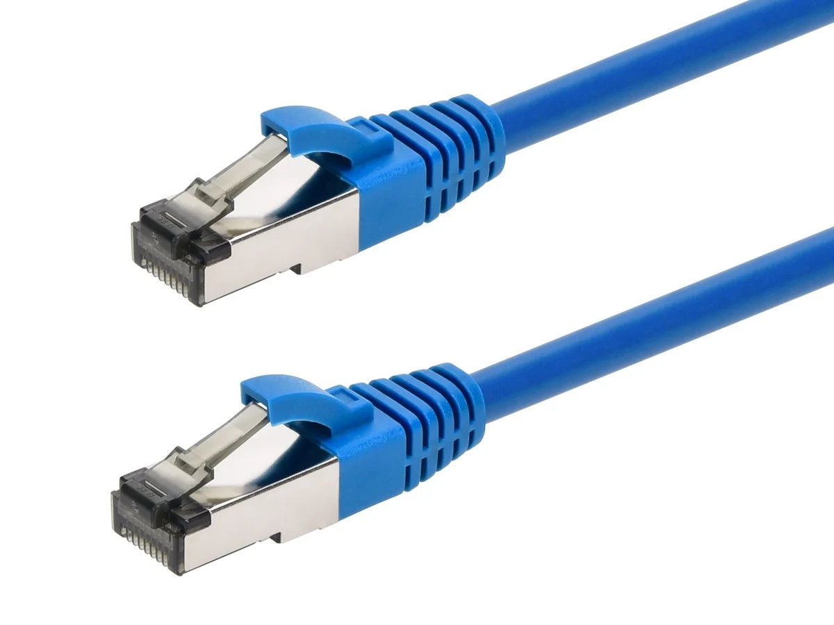 Monoprice Cat8 Patch Cable 20 Feet Blue Double Shielded (S/FTP) 28AWG 2GHz 40G