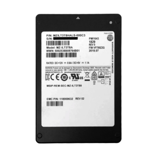 EMC Samsung PM1643 3.84TB SAS 12G RI 2.5" SSD 118000632 MZ-ILT3T8A 90%+ Health