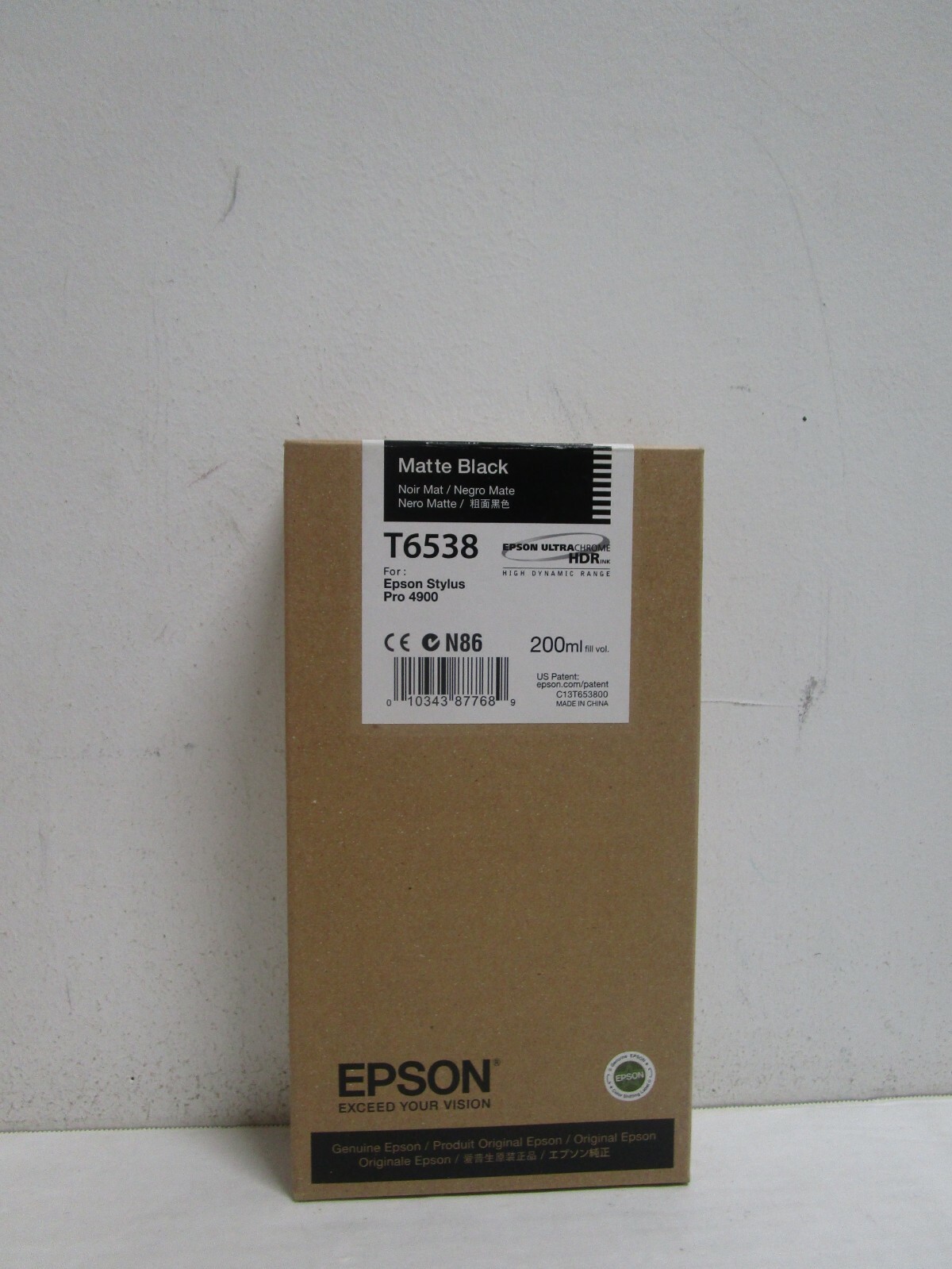 EPSON T6538 MATTE BLACK 200ml 07/2018 GENUINE INK CARTRIDGE NEW SHIPS FREE