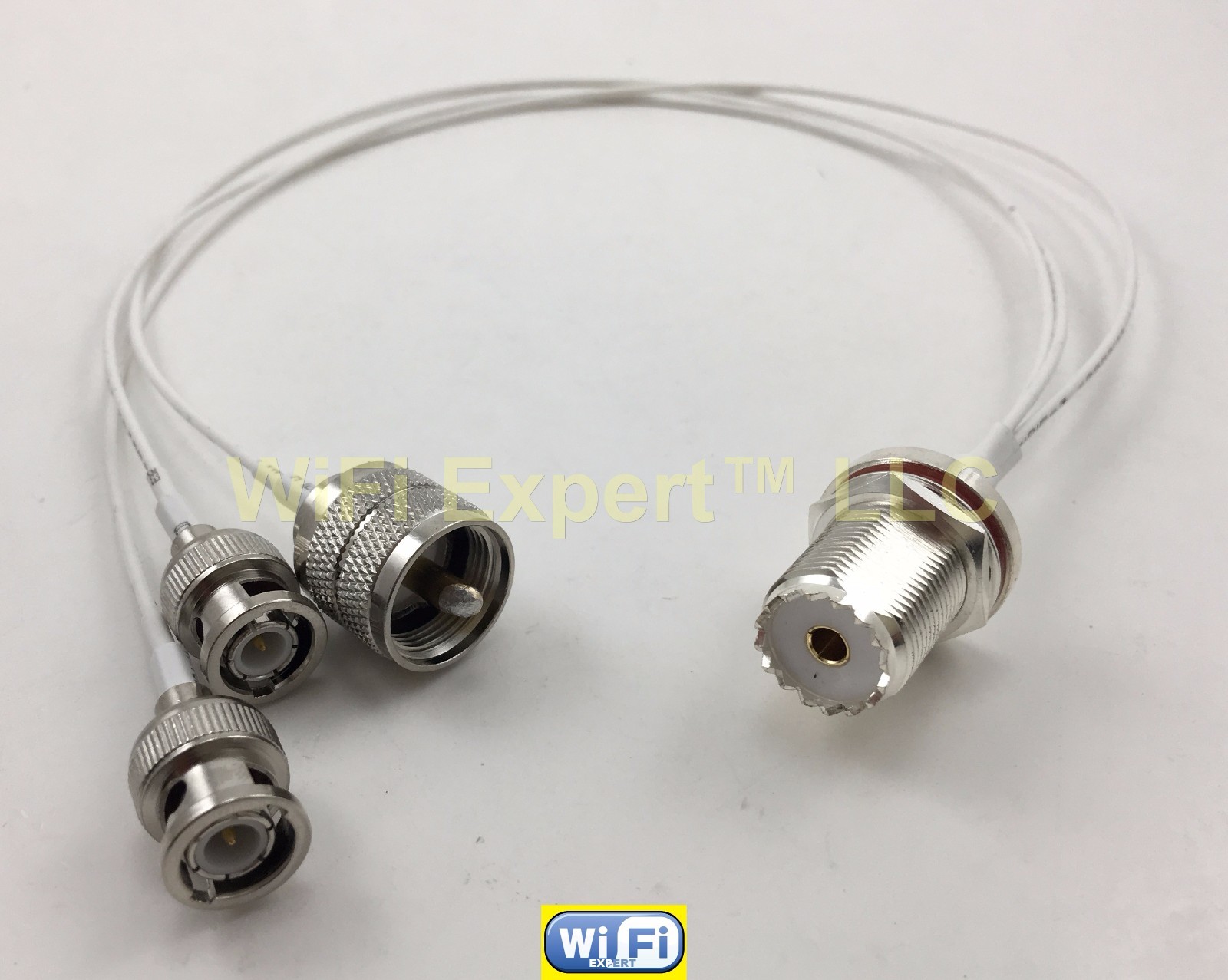UHF Female Bulkhead SO239 to 1X Male PL259 2X BNC MALE Combiner RG178 RF CABLE