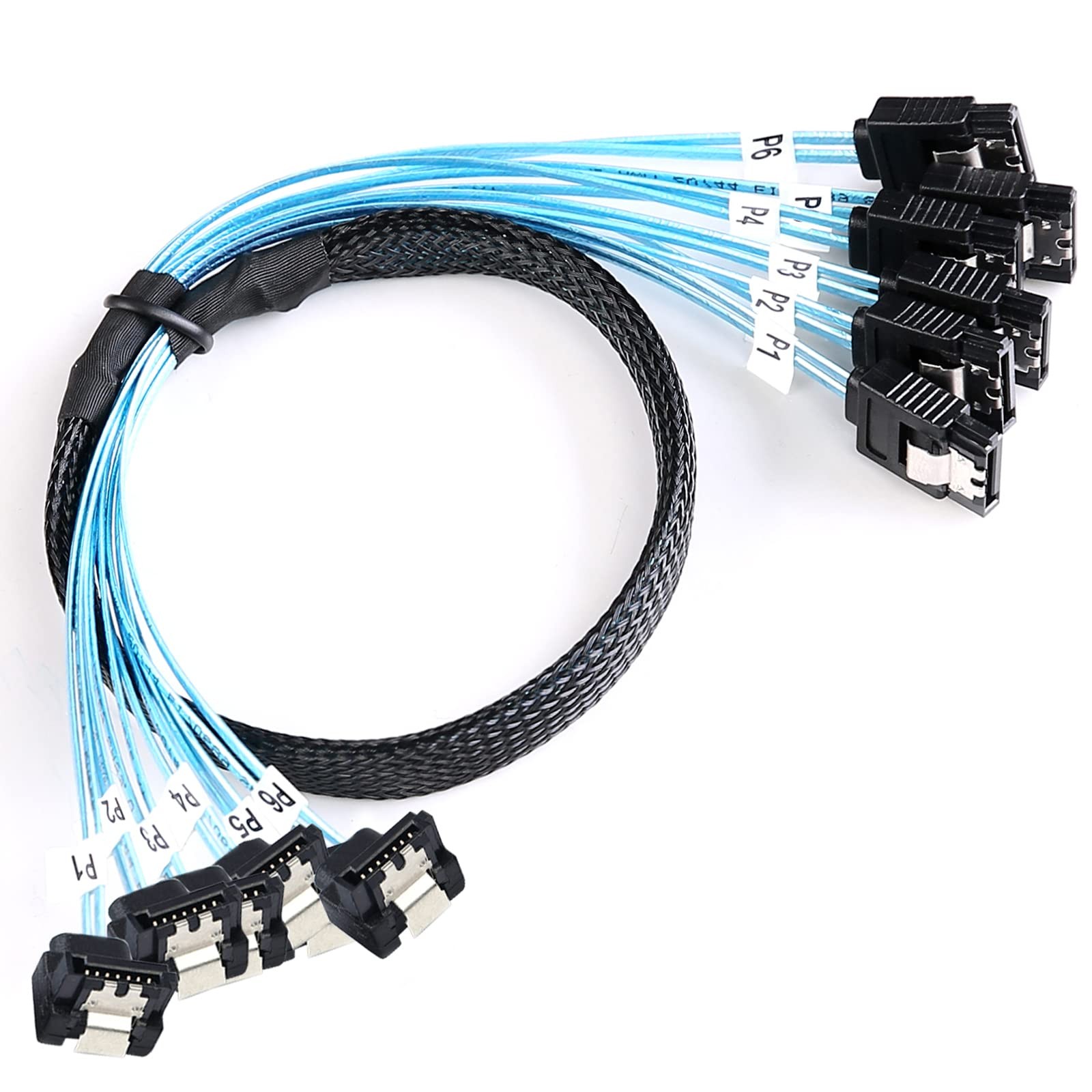 SATA-III Cable 0.5M 6Pcs/Set Thin 90-Degree SATA Cable Right-Angle to Straigh