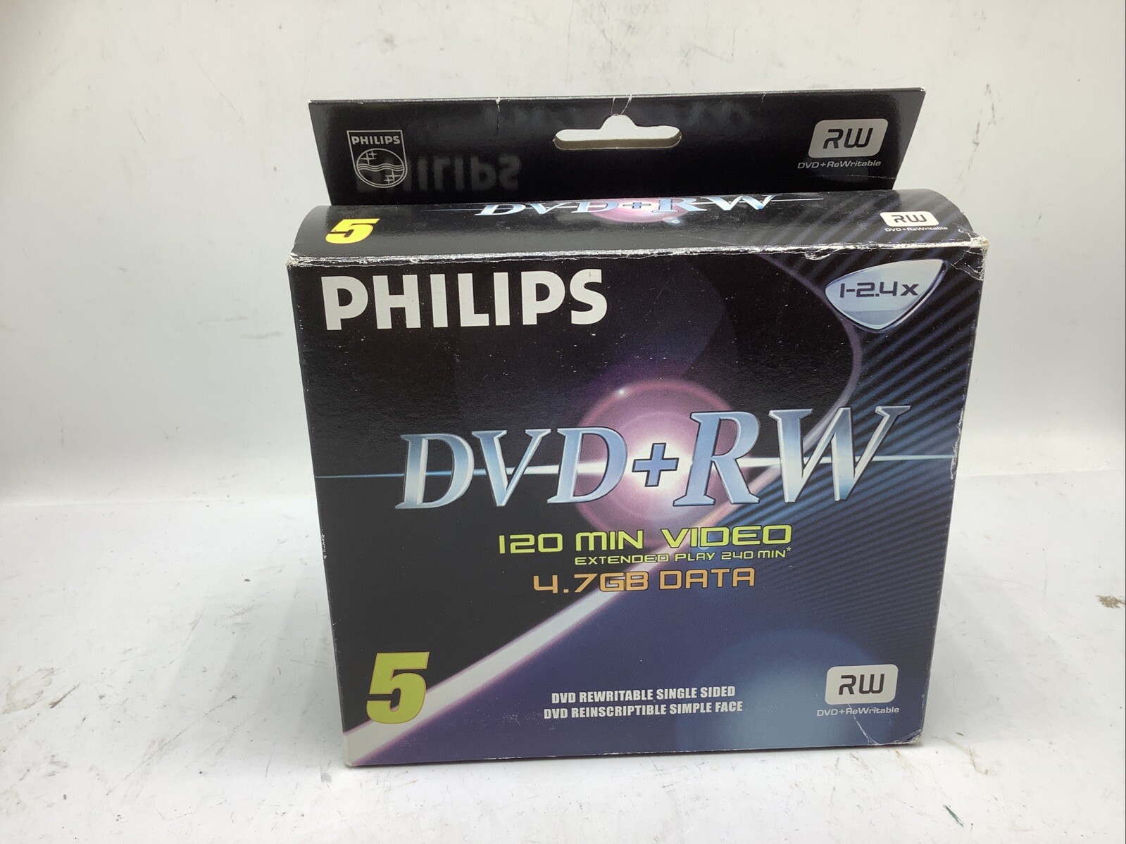 Philips DVD+RW Re-Writable 5 Pack 120 Min 4.7 GB 1x-4x New Open Box