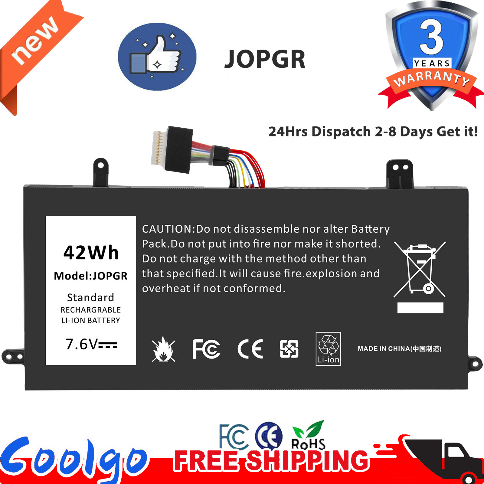 42W J0PGR Battery For Latitude 12 5285 5290 2-in-1 T17G Tablet 1WND8 X16TW FTH6