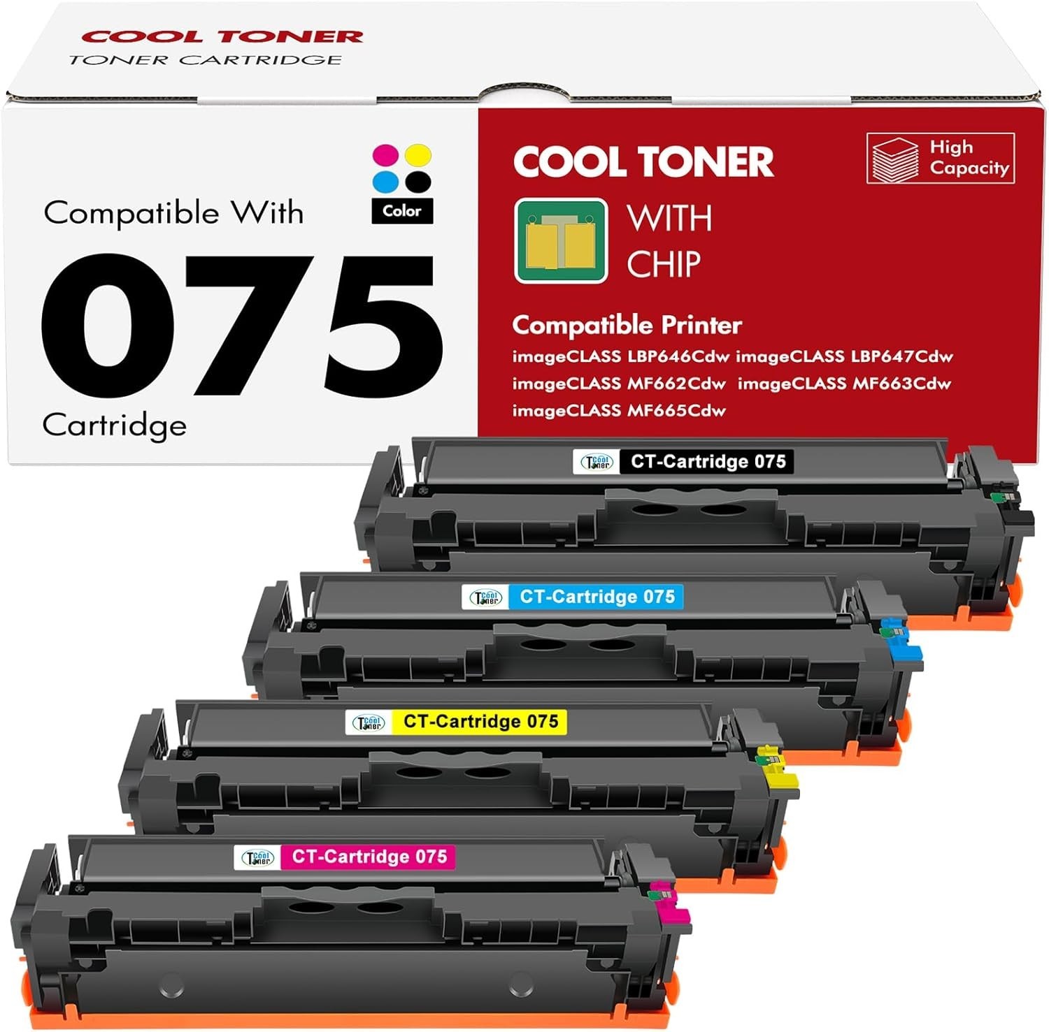 075 Toner Cartridge Set Compatible Canon MF663Cdw LBP647Cdw MF665CDW 4PK