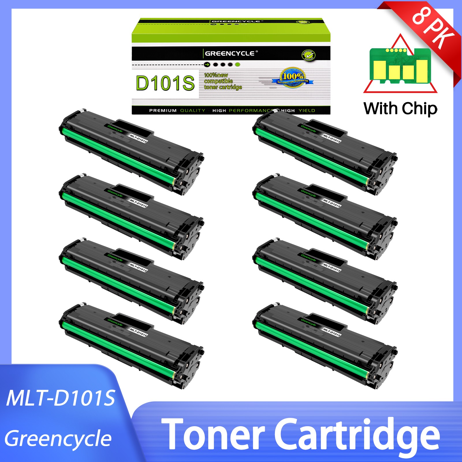 8PK MLT-D101S 101S Black Toner Cartridge For Samsung SCX-3405W Printer