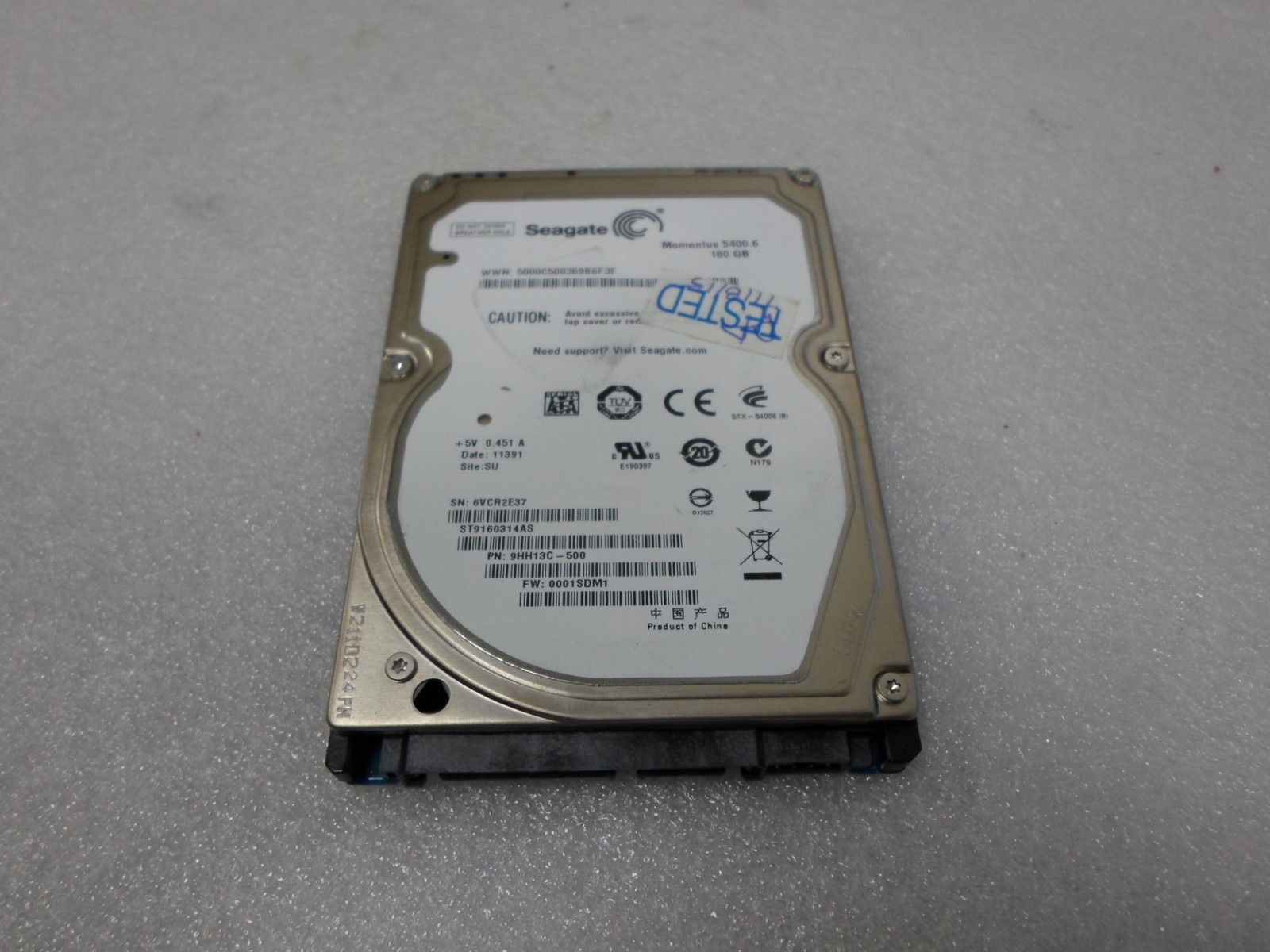 SEAGATE ST9160314AS 9HH13C-500 FW:0001SDM1 160GB SATA HDD