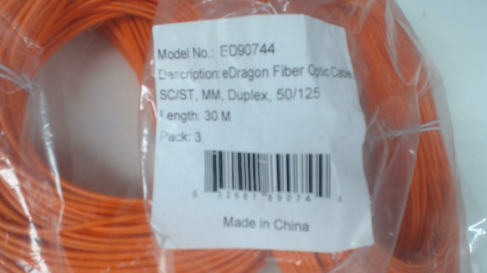 Pack of 3: 30M SC / ST SMultiMode 50/125 Fiber Optic Cable - Orange