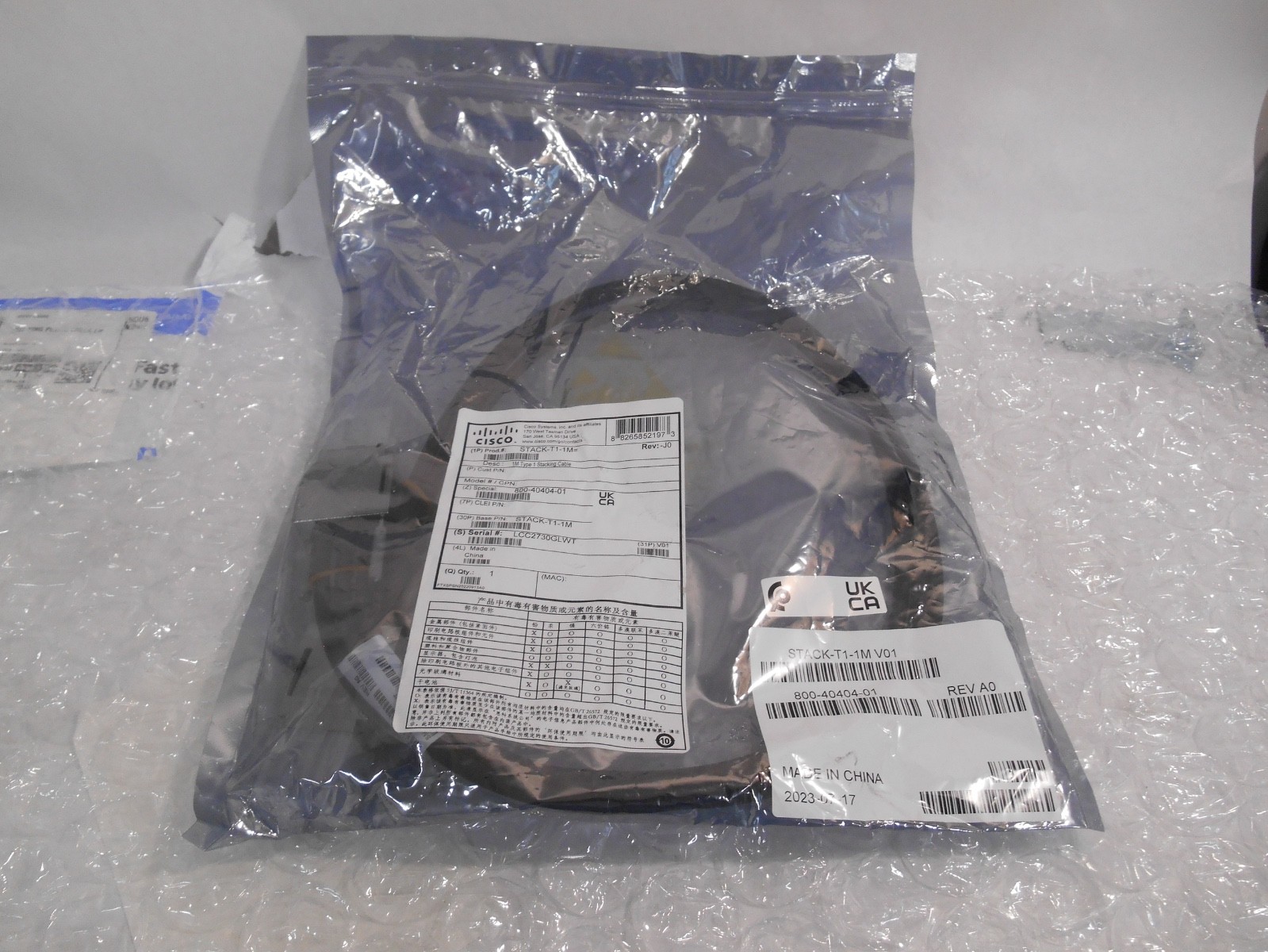 Genuine Cisco STACK-T1-1M Stacking Cable, 1M / 800-40404-01 - NEW