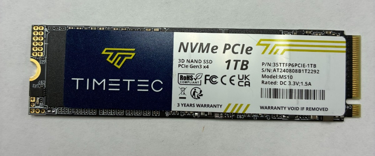 TIMETEC MS10 NVMe M.2 PCle 1 TB GEN 3 x4 35TTFP6PCIE-1TB SSD Drive
