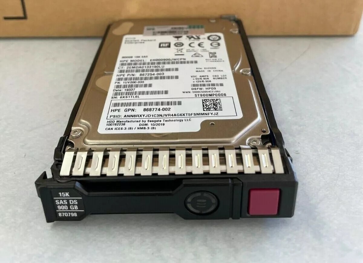 HPE870765-B21 900GB SAS 12G ENTERPRISE 15K 2.5IN 512E DS FIRMWARE HD 870798-001