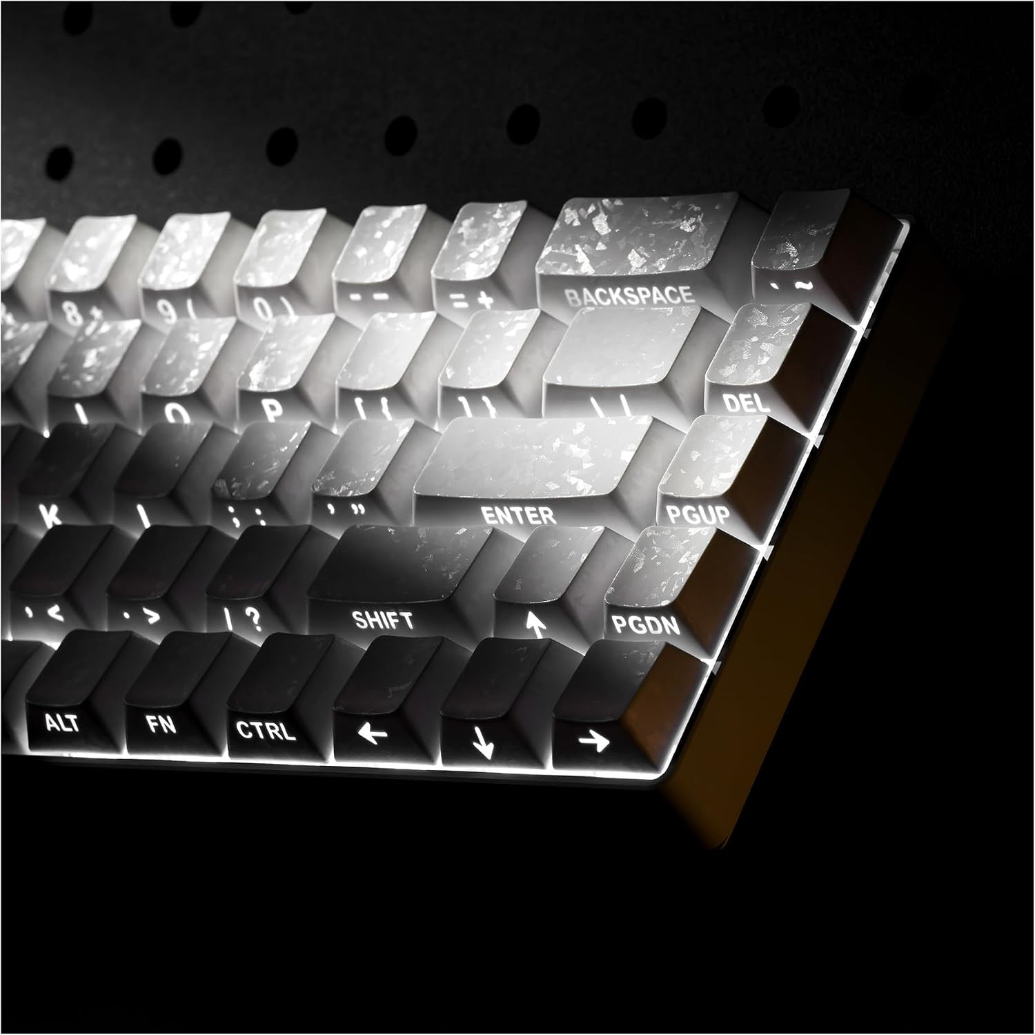 XVX White Shine through Keycaps, Forged Carbon-Look Cherry Profile Keycap Set, 1