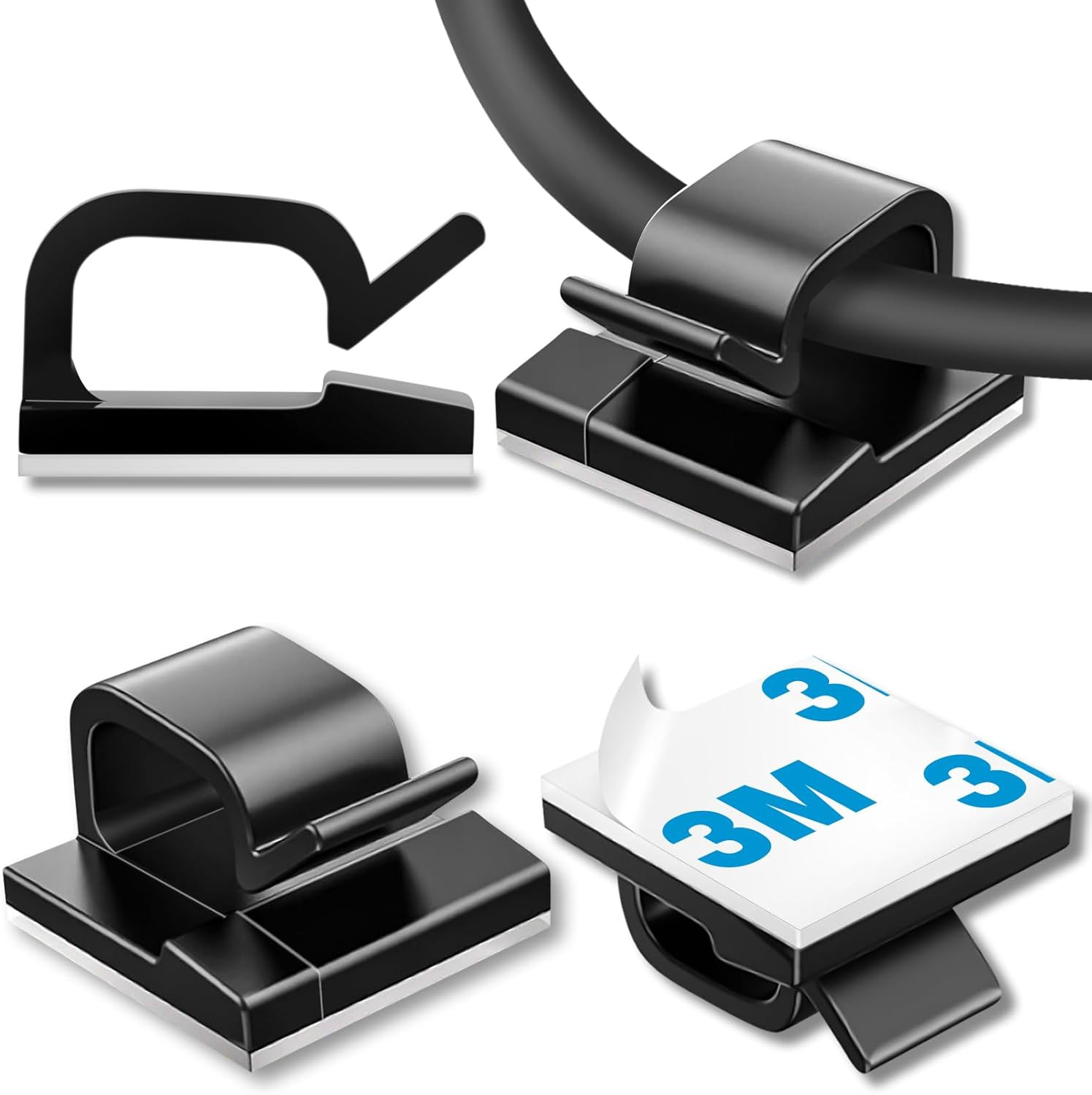 100 Pack Self Adhesive Cable Clips Cord Organizer Wire Holders for Home Office