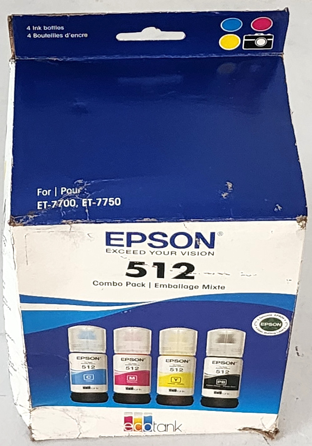 Epson 512 PBK C M Y Ink Bottle 4 Pack T512520 Genuine New Sealed Box EXP 2022