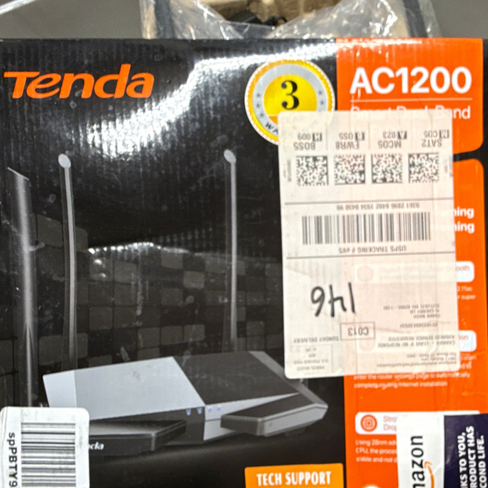 Tenda AC1200 Dual-Band Wireless Router 1200 Mbps WiFi, 3 LAN Ports Black
