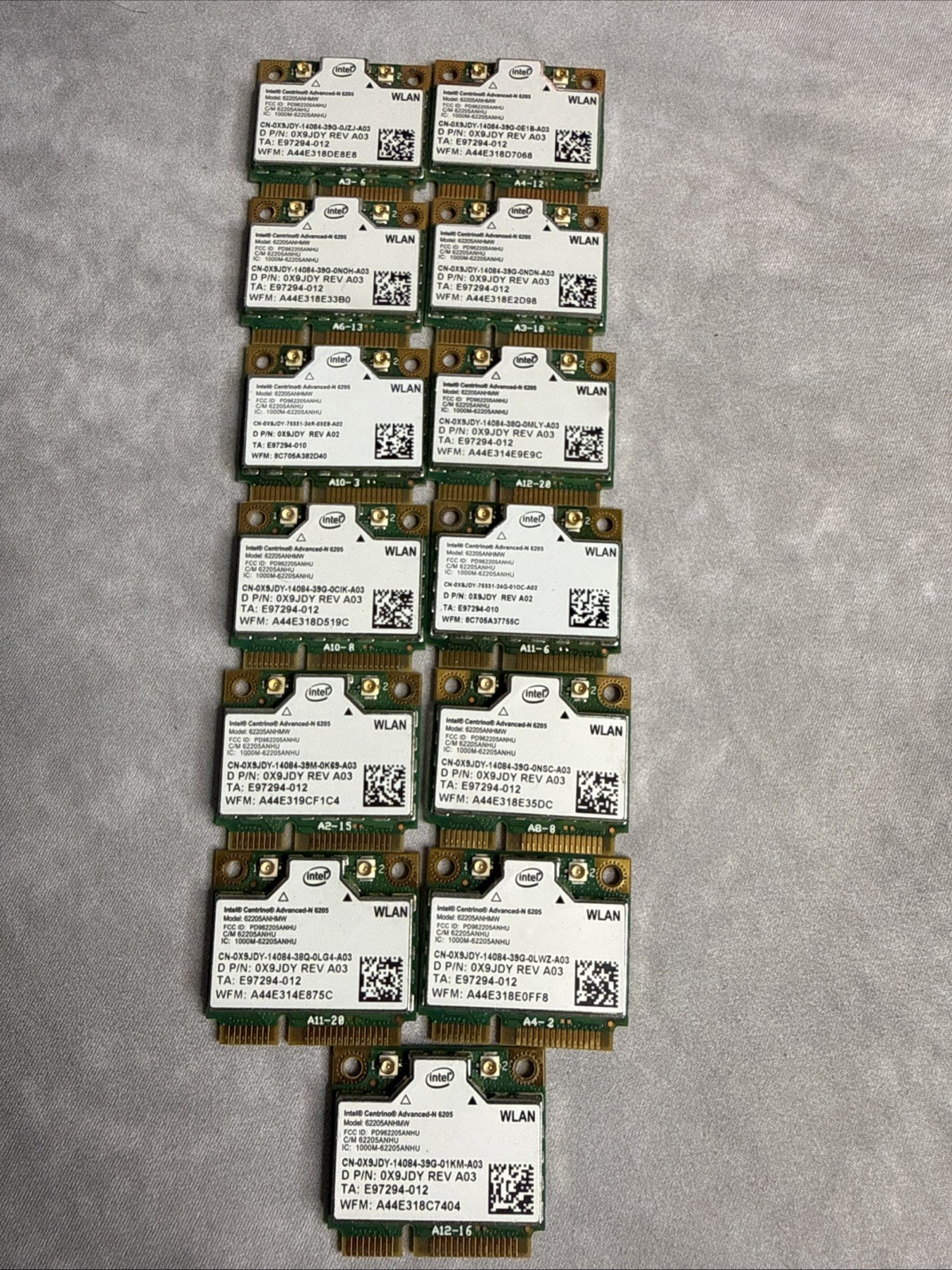 Intel Centrino Advanced-N 6205 62205ANHMW Half Mini PCIe WLAN Card LOT OF 13
