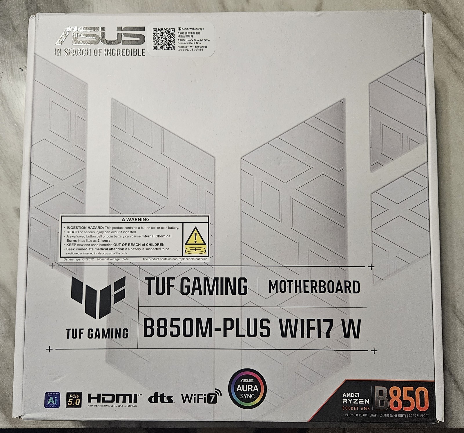 ASUS TUF GAMING B850M-PLUS WIFI7 W motherboard.