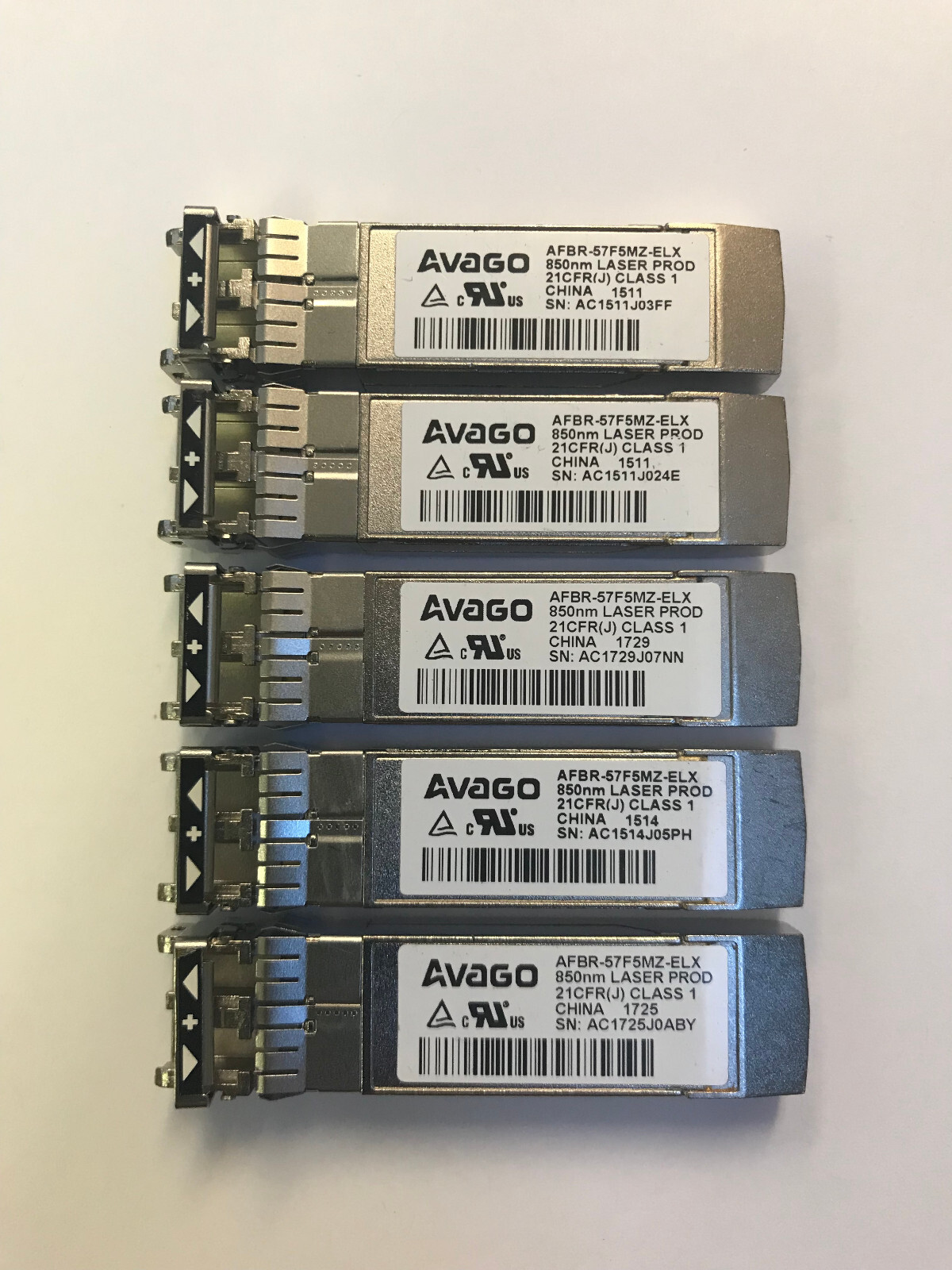 Lot of 10 Avago  / Emulex AFBR-57F5MZ-ELX 16 8 4GFC Multirate 850nm SFP+ SW