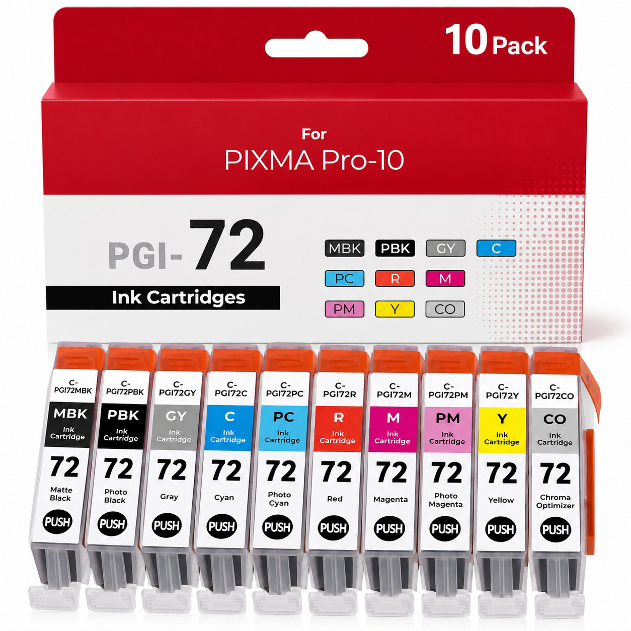 PGI-72 Ink Cartridges 10-Pack Ink Compatible for Pixma Pro-10/ Pro-10S Printer