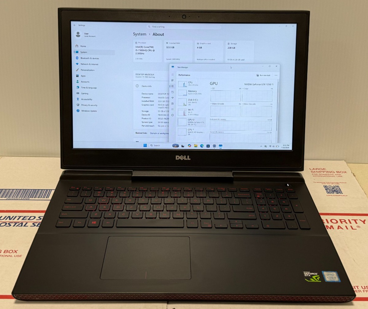 Dell Inspiron 15 7000 Gaming i5-7300HQ 32GB 2.50Ghz / 256SSD /W11H