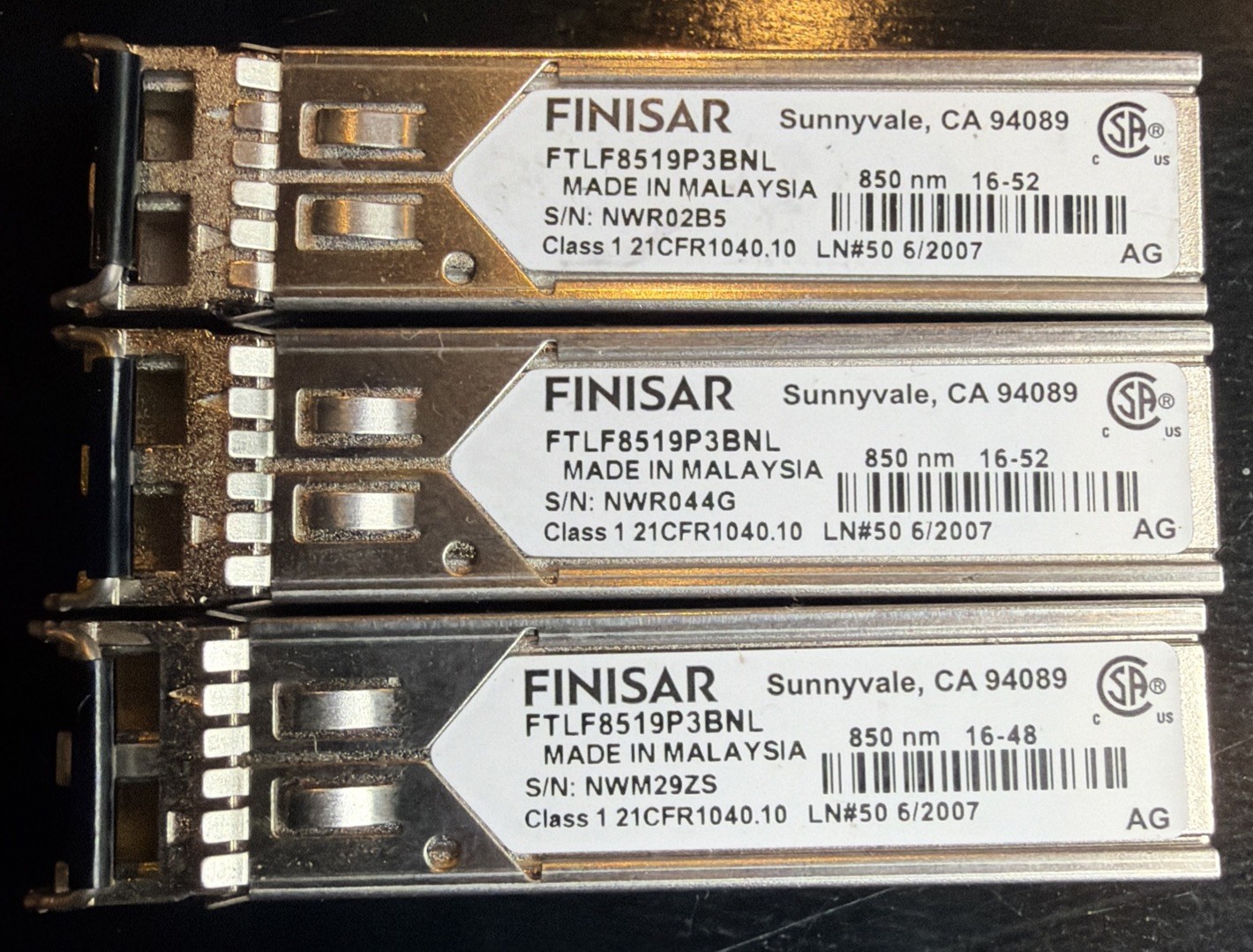 Lot Of 3x Finisar Ftlf8519p3bnl