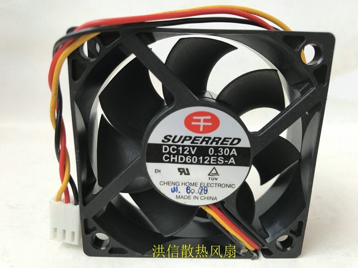 SUPERRED CHD6012ES-A DC12V 0.30A 60mm 60*20mm 3-wire cooling fan