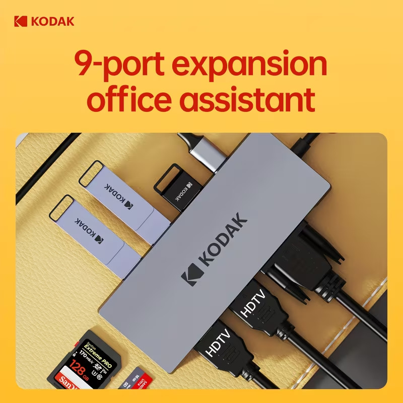 KODAK, USB-C Hub (9-IN-1&PD) Docking Station T345, Multiple Specifications Avail