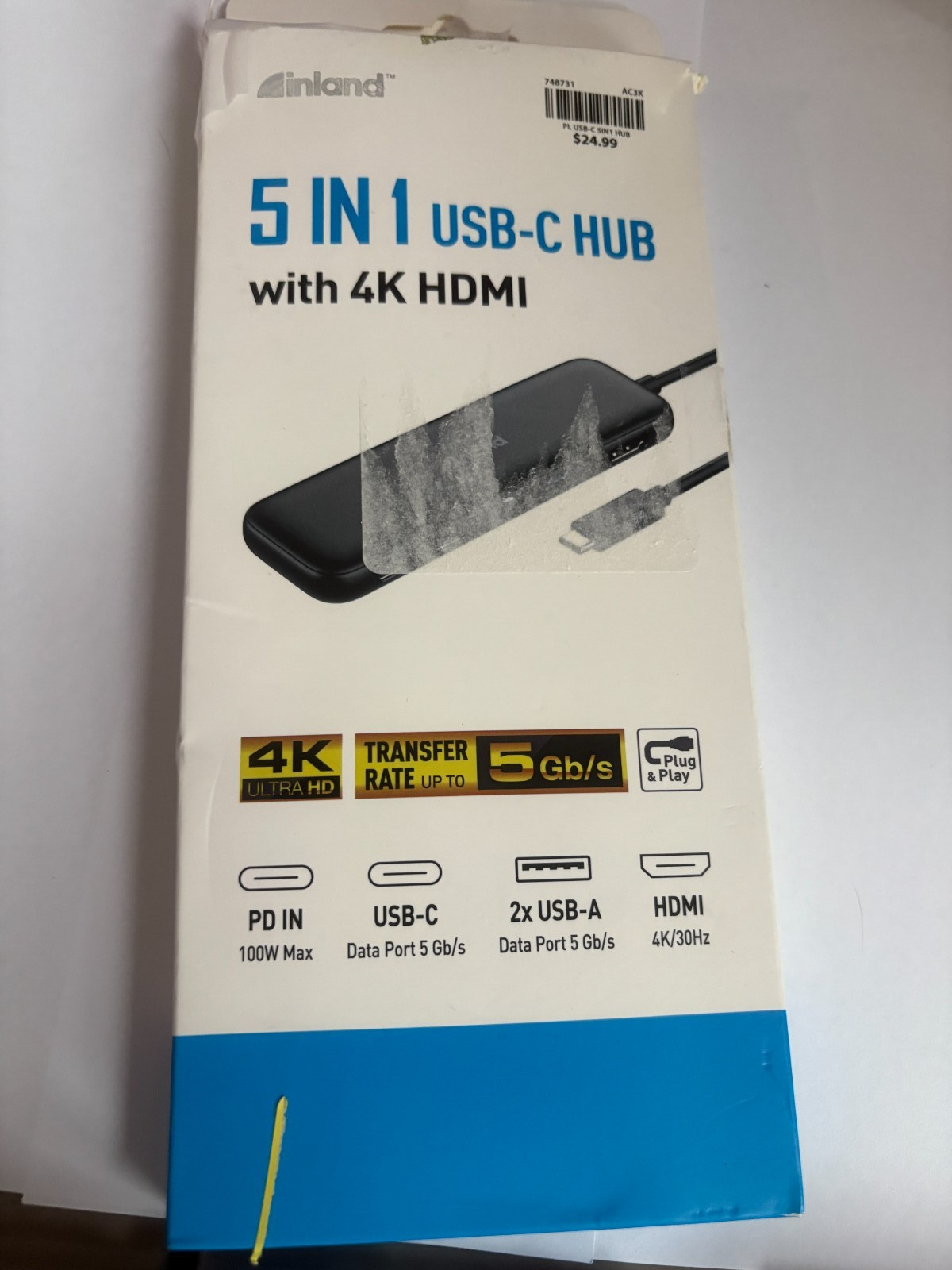 Inland 5-in-1 USB-C Hub with 4k HDMI